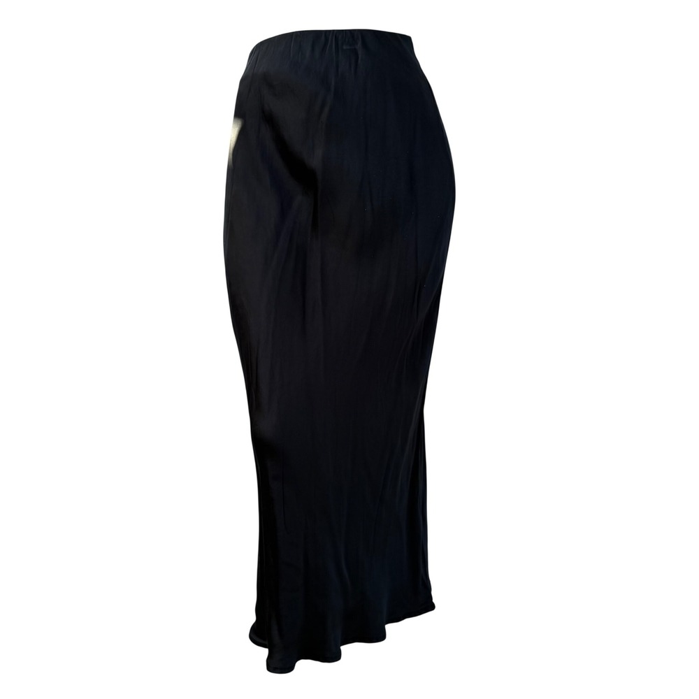 Sophie Grace Black Satin Maxi Skirt Elastic Waist Minimalist 90s Slip Style M